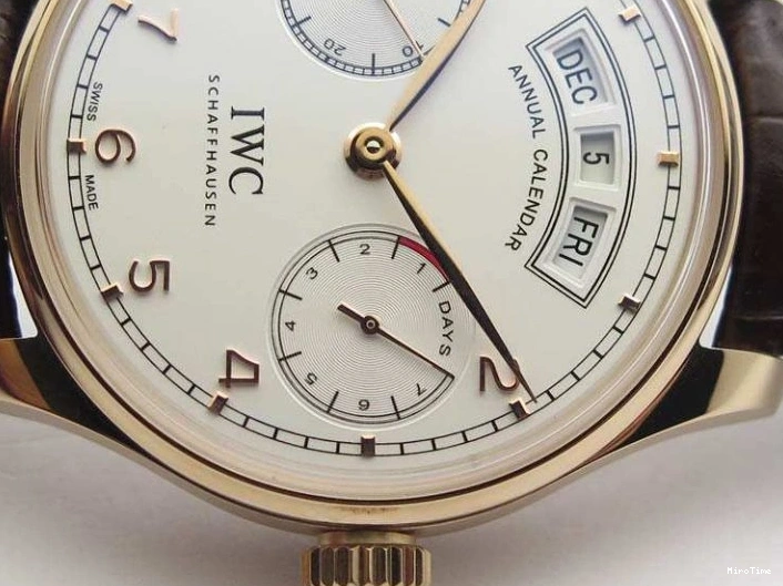 MIROTIME 0817 Portuguese Real PR Real Annual Calendar RG IW503504 YLF 1:1 Best Edition White Dial On Leather Strap A TimelessDesign 7242